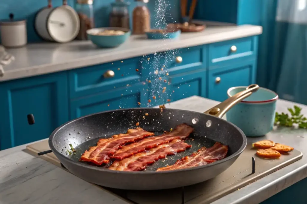 Beef Bacon Cooking in Skillet : Can Muslims eat beef bacon?