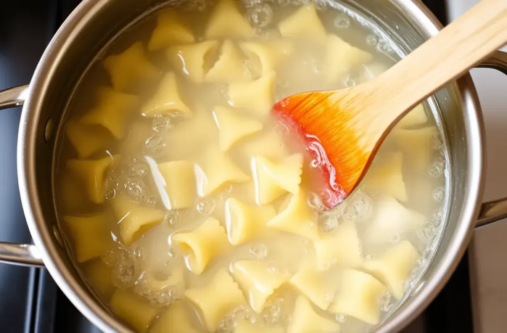 Boiling farfalle pasta