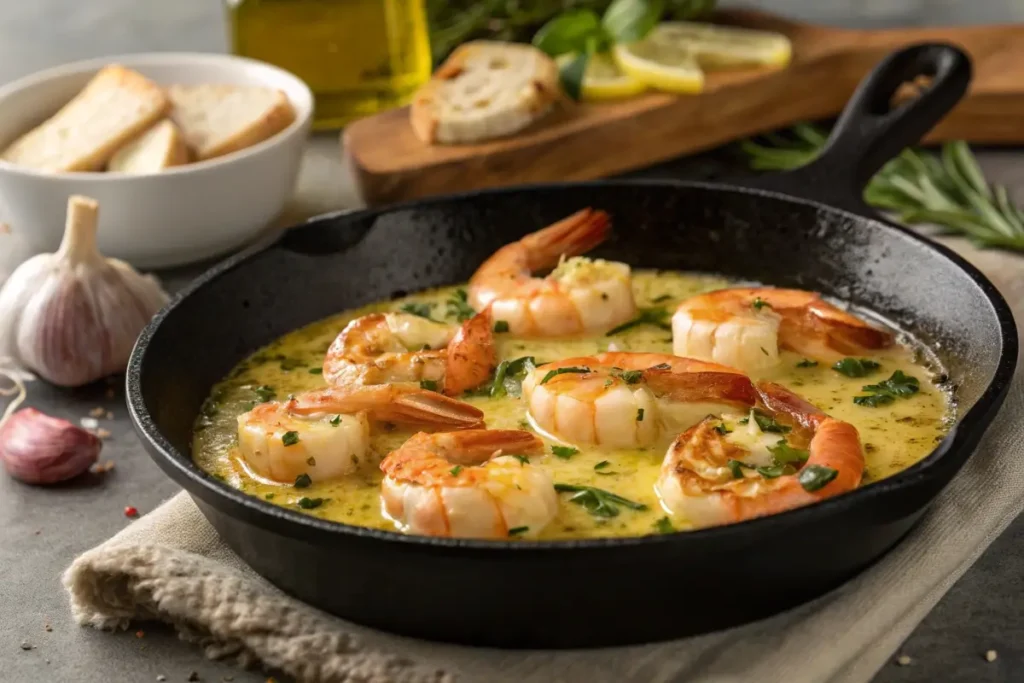 Sauteing langostino tails in butter