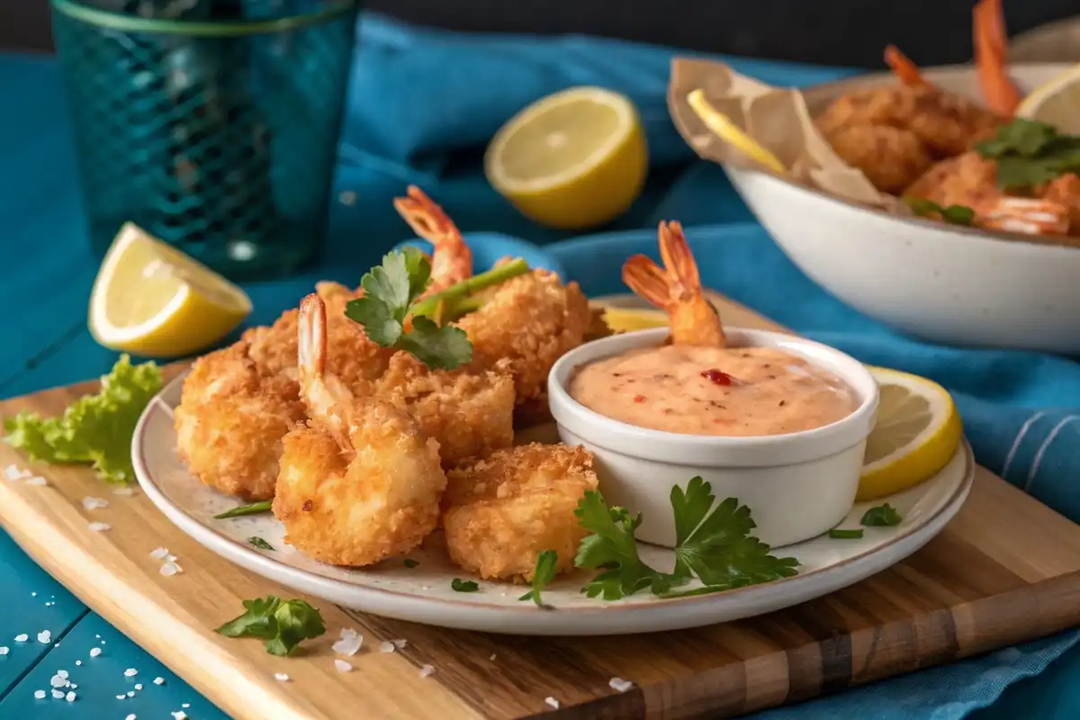 crispy coated shrimp in bang bang sauce