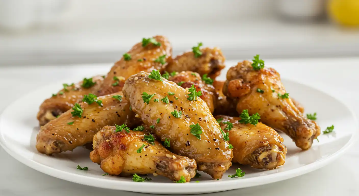 Crispy lemon pepper wings on a plate