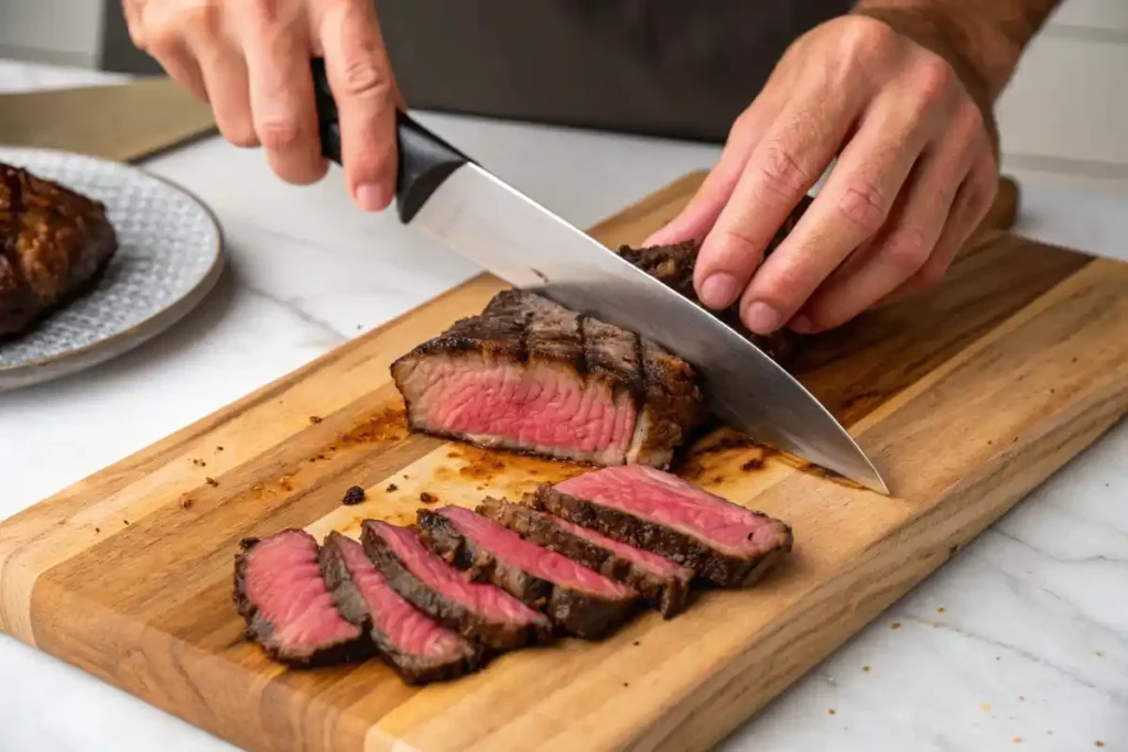 Cutting Hanger Steak Against the Grain