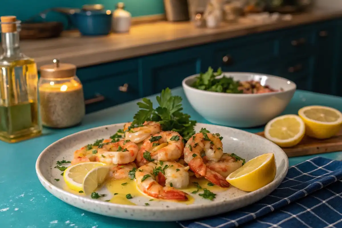 Langostino tails served on a plate