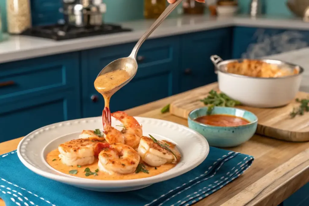 Drizzled bang bang shrimp sauce