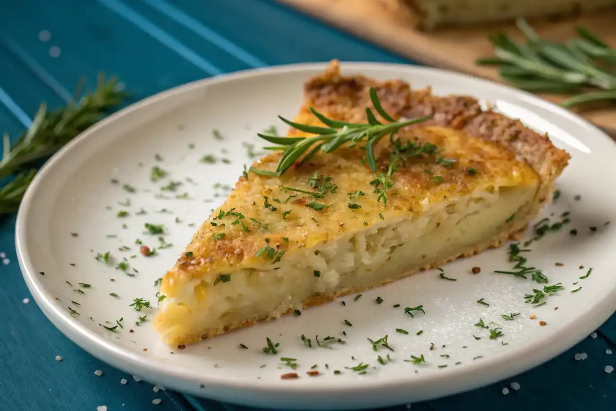 Crisp passover potato pie slice