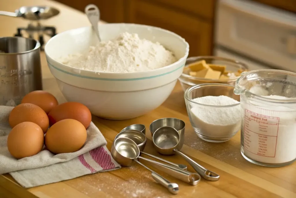 Gather Your Ingredients and Tools (Mixing Bowl Baking Ingredients)