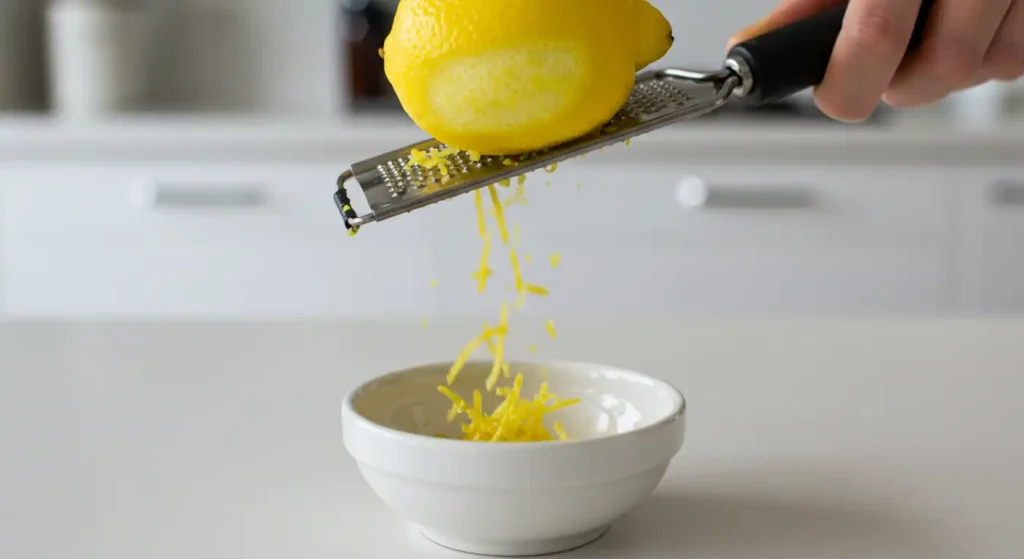 Lemon zest on a grater