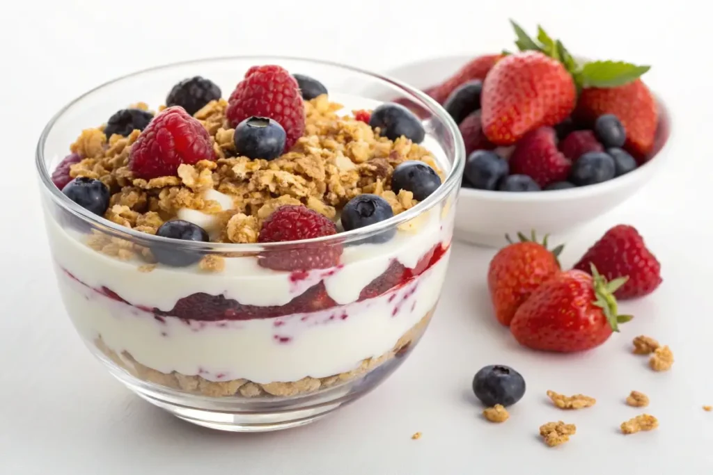 how can i get 30 grams of protein for breakfast . Greek Yogurt Parfait with Protein Toppings