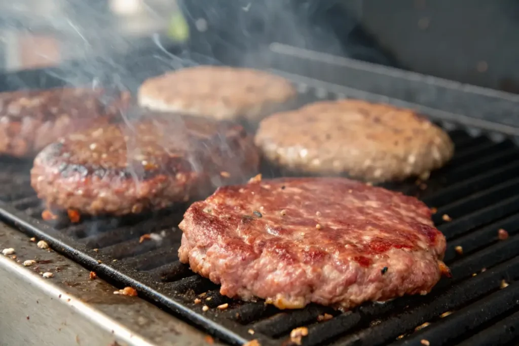 Cooking beef patties for double big mac