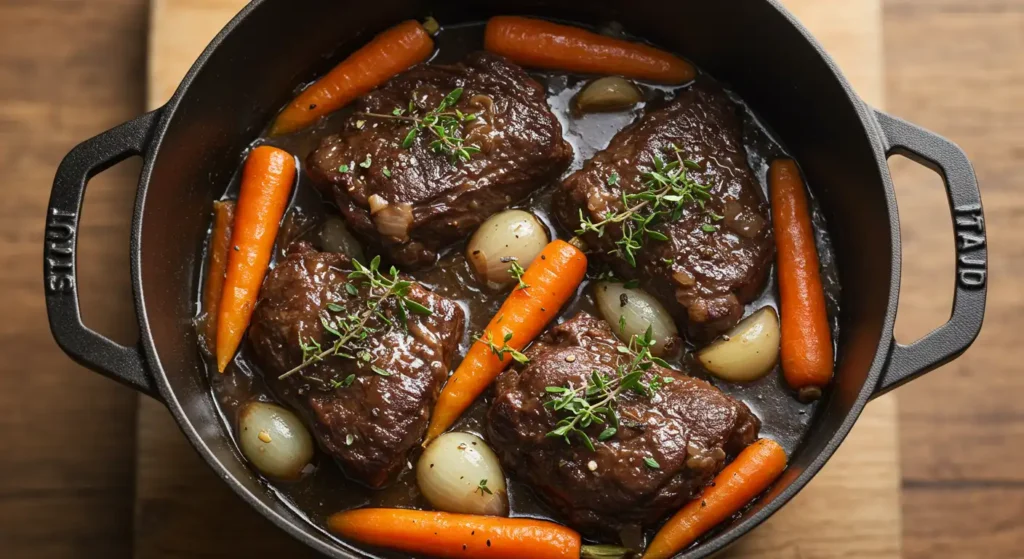 Tender beef cheeks in stew