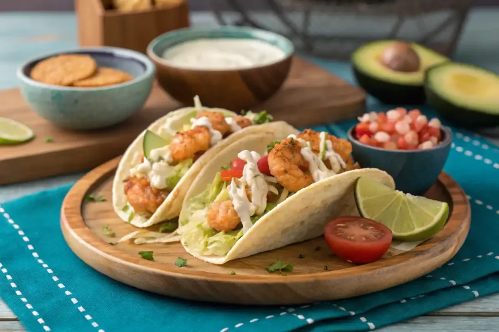 Langostino tacos with lime crema	