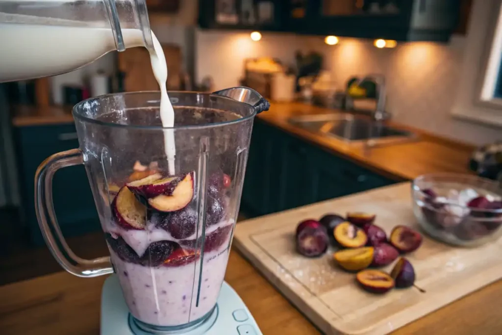 Blending plum milk