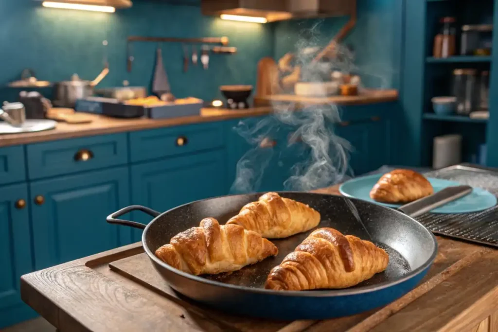 Stovetop toasted croissant slices