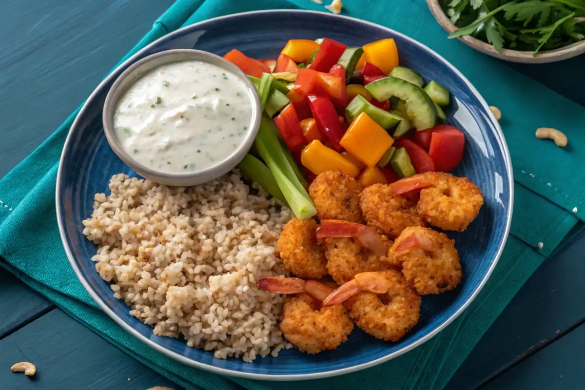 Fresh platter showing what to eat with bang bang shrimp