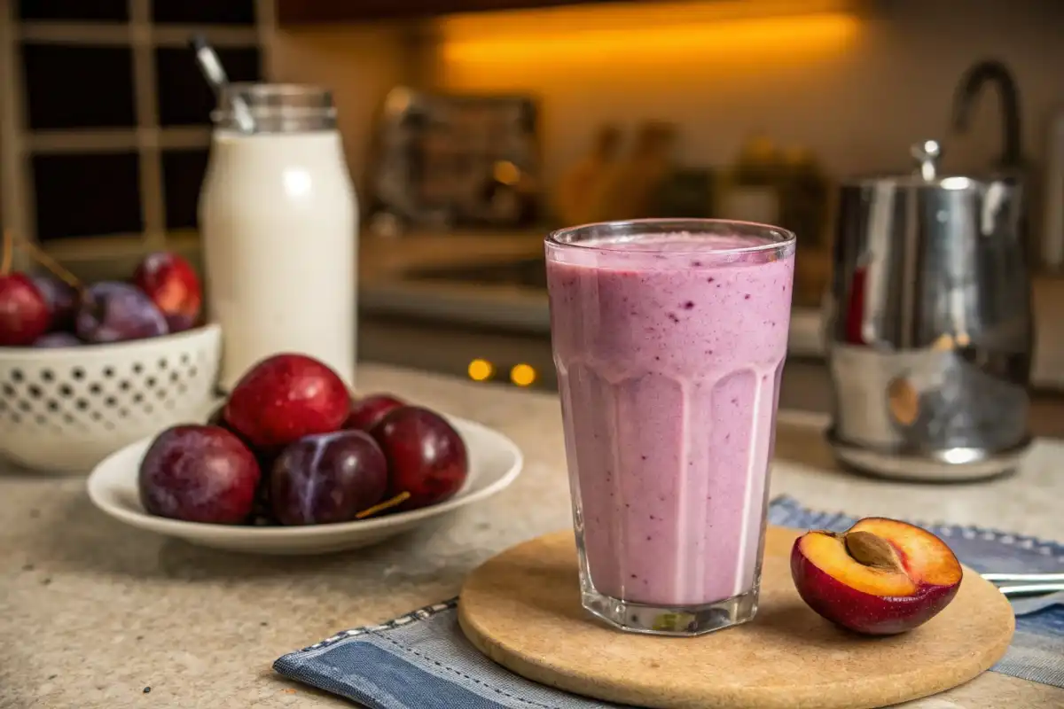 Glass of plum milk