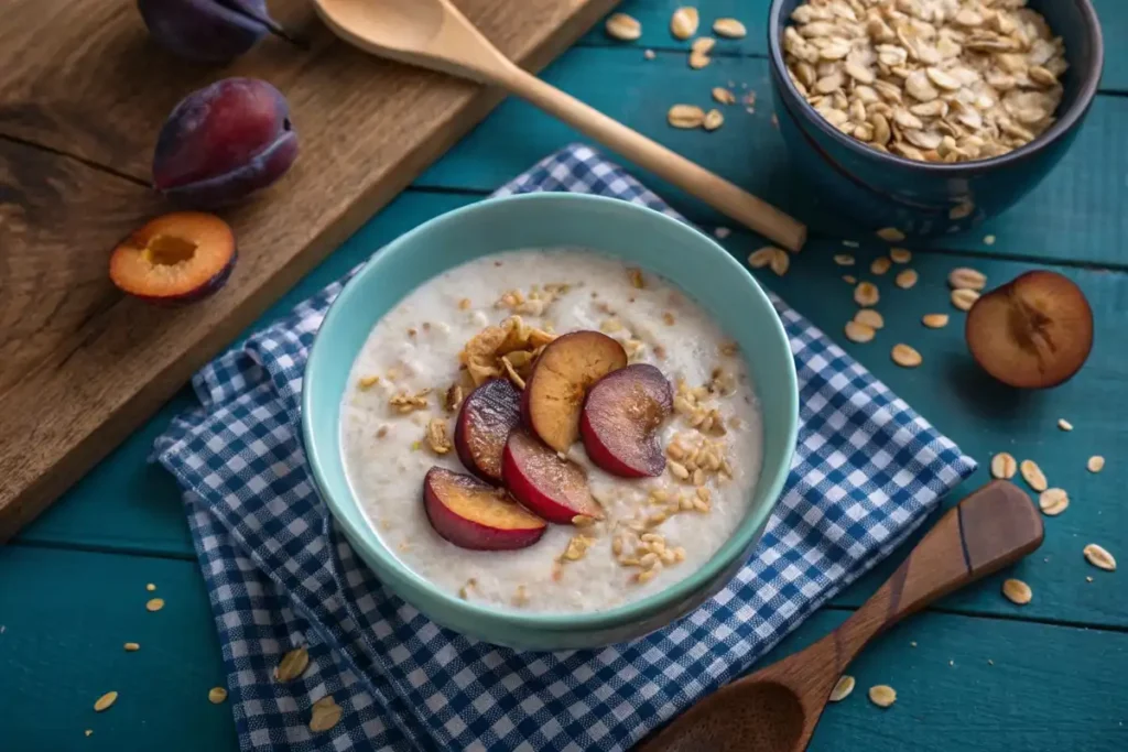 Plum milk served with oats