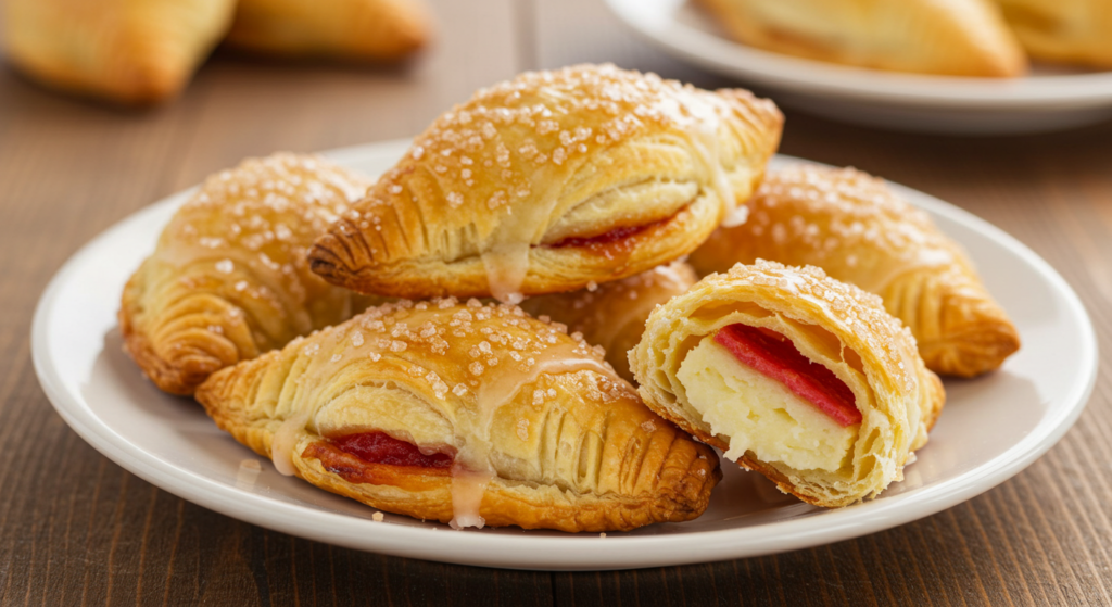 Several pastries filled with guava and cheese sit on a white plate.What Are Pastelitos Made Of?