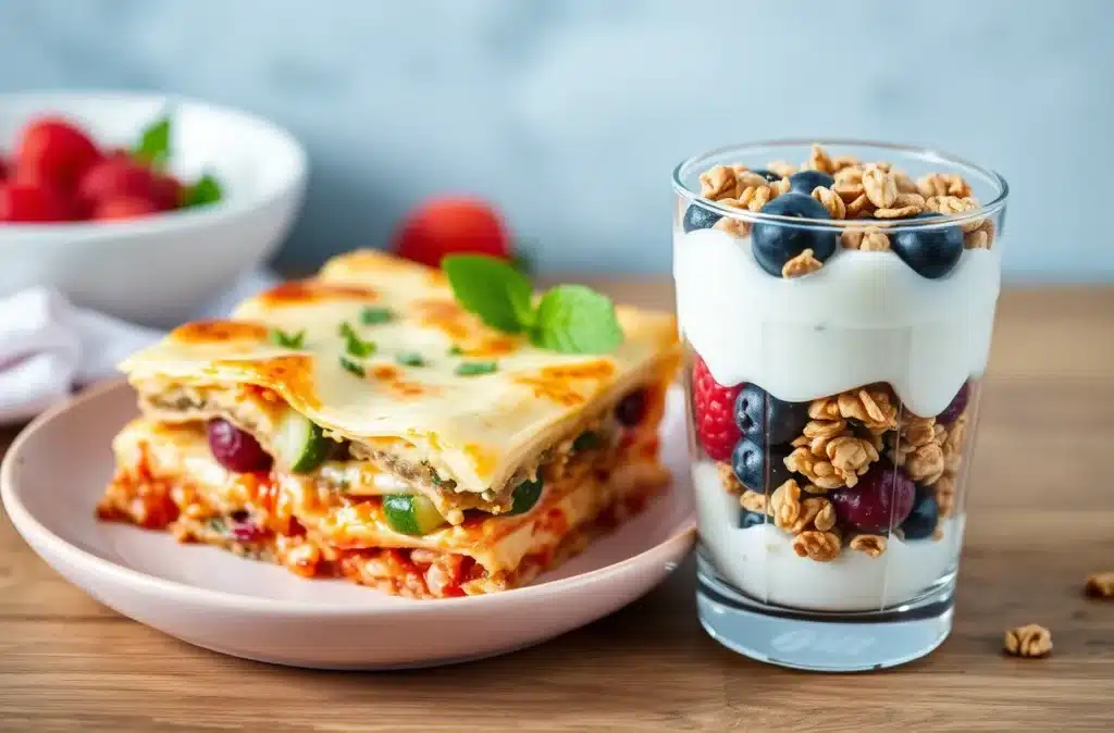 Savory dishes made with cottage cheese and sweet parfaits with yogurt