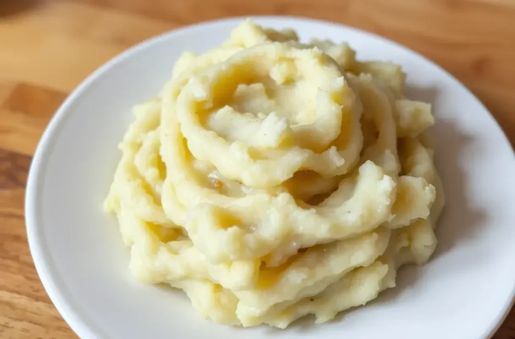 Can mashed potatoes sit out for 3 hours?: Spoiled mashed potatoes showing signs of discoloration