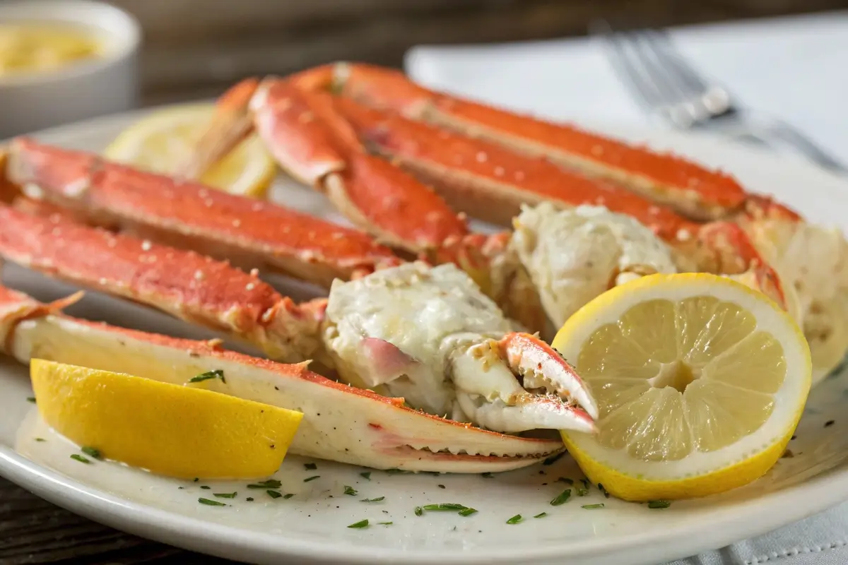 Baked snow crab legs with lemon