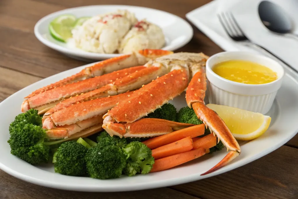 Baked snow crab legs with sides