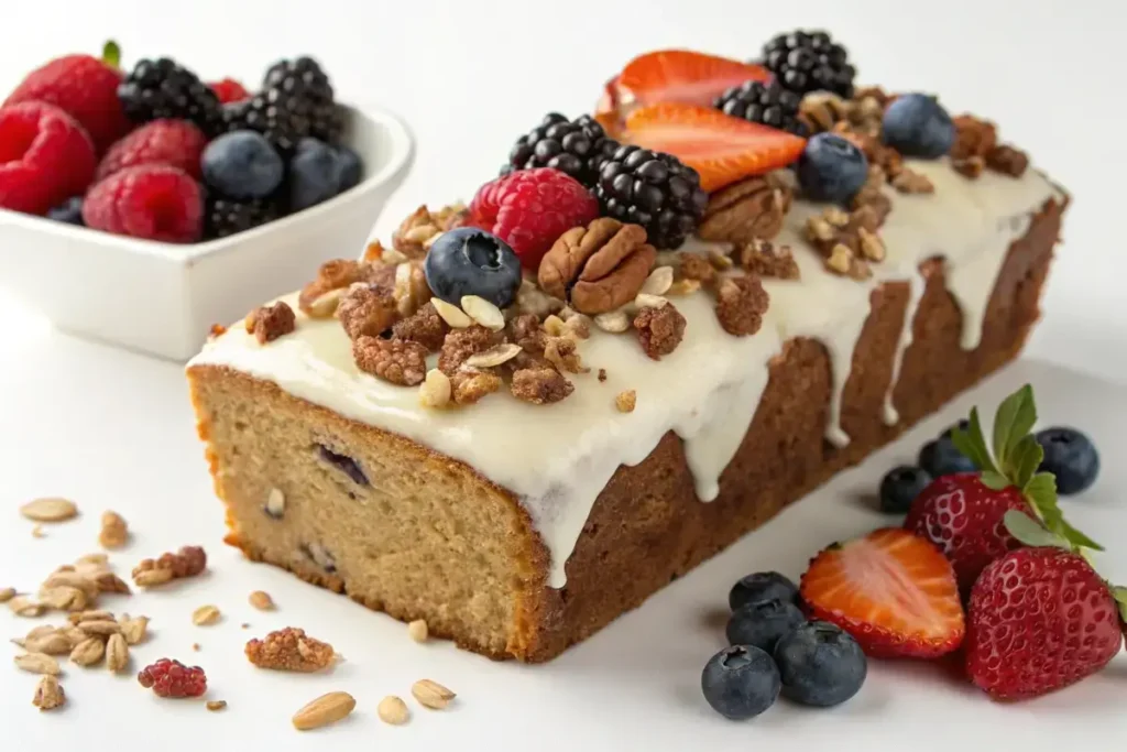 Toppings on a slice of hummingbird bread