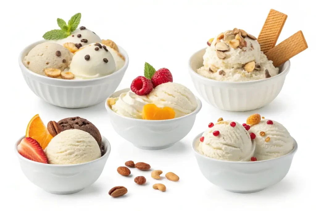 Various snow cream bowls