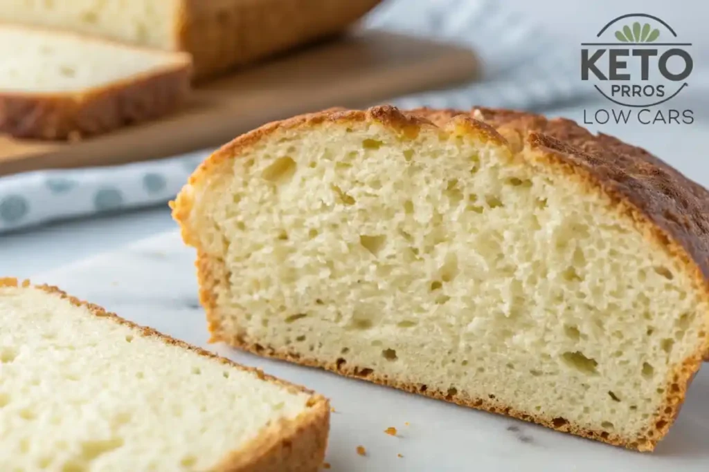 Slice of low carb bread closeup