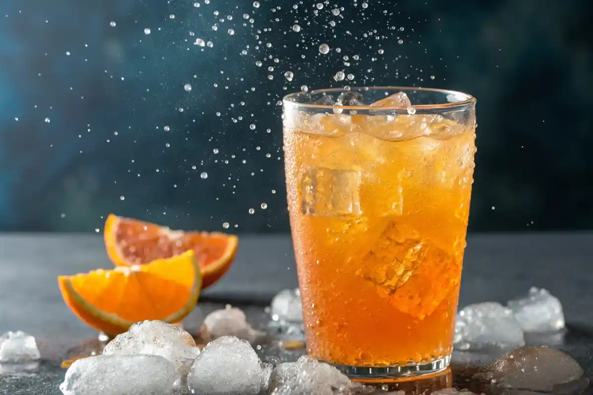 Glass of Orange Crush soda with ice - What does Orange Crush have in it?