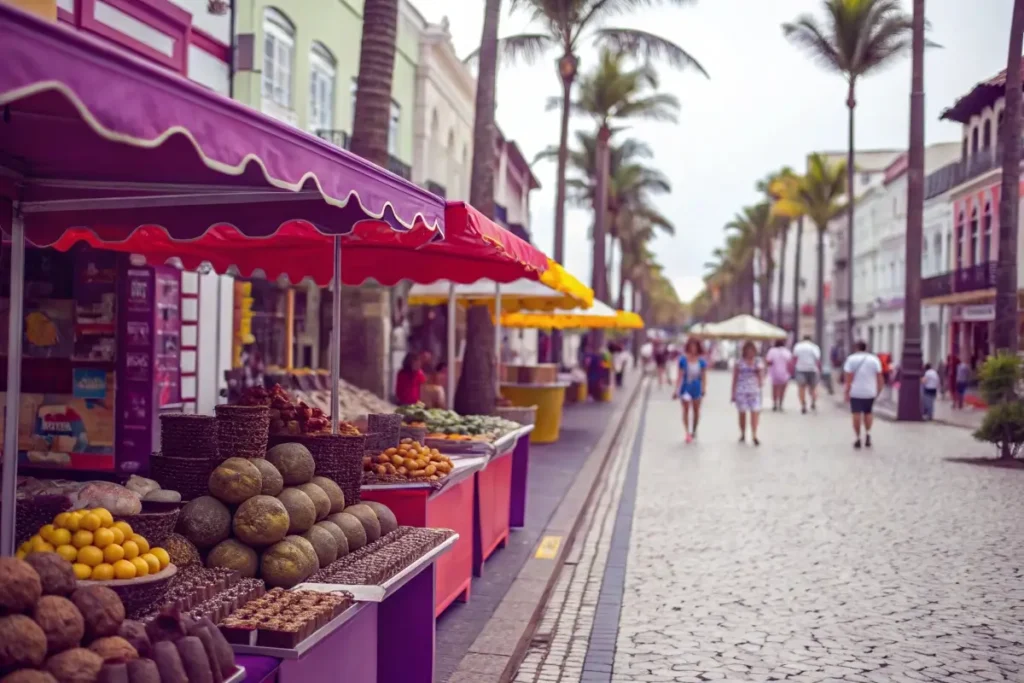 Bustling Brazilian market	