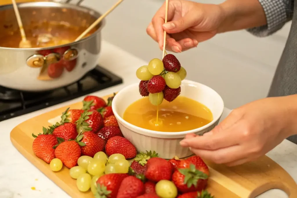 Dipping Fruits in Syrup	