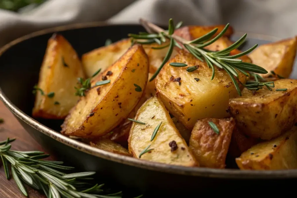 Crispy roasted potatoes seasoned with herbs	